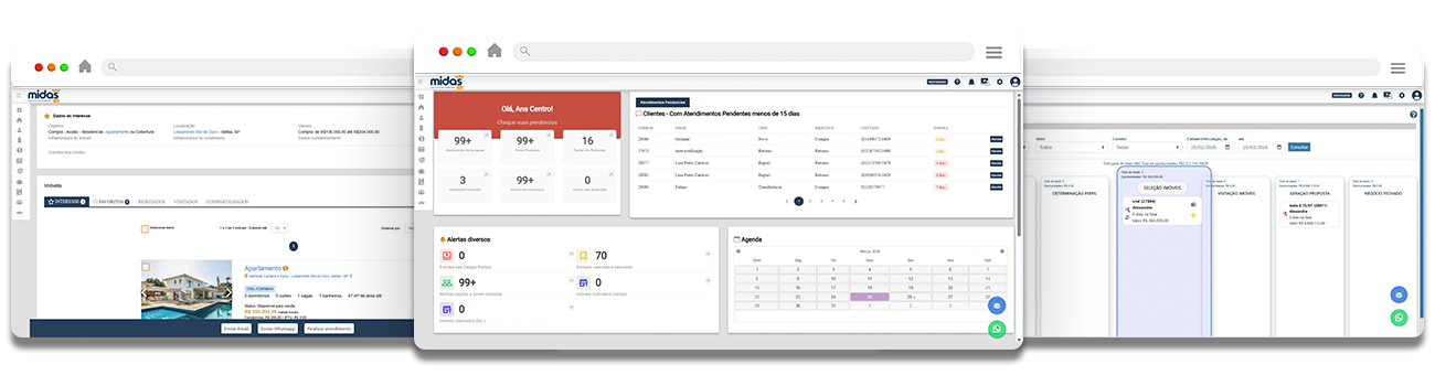 Sistema MIDAS CRM funcionando